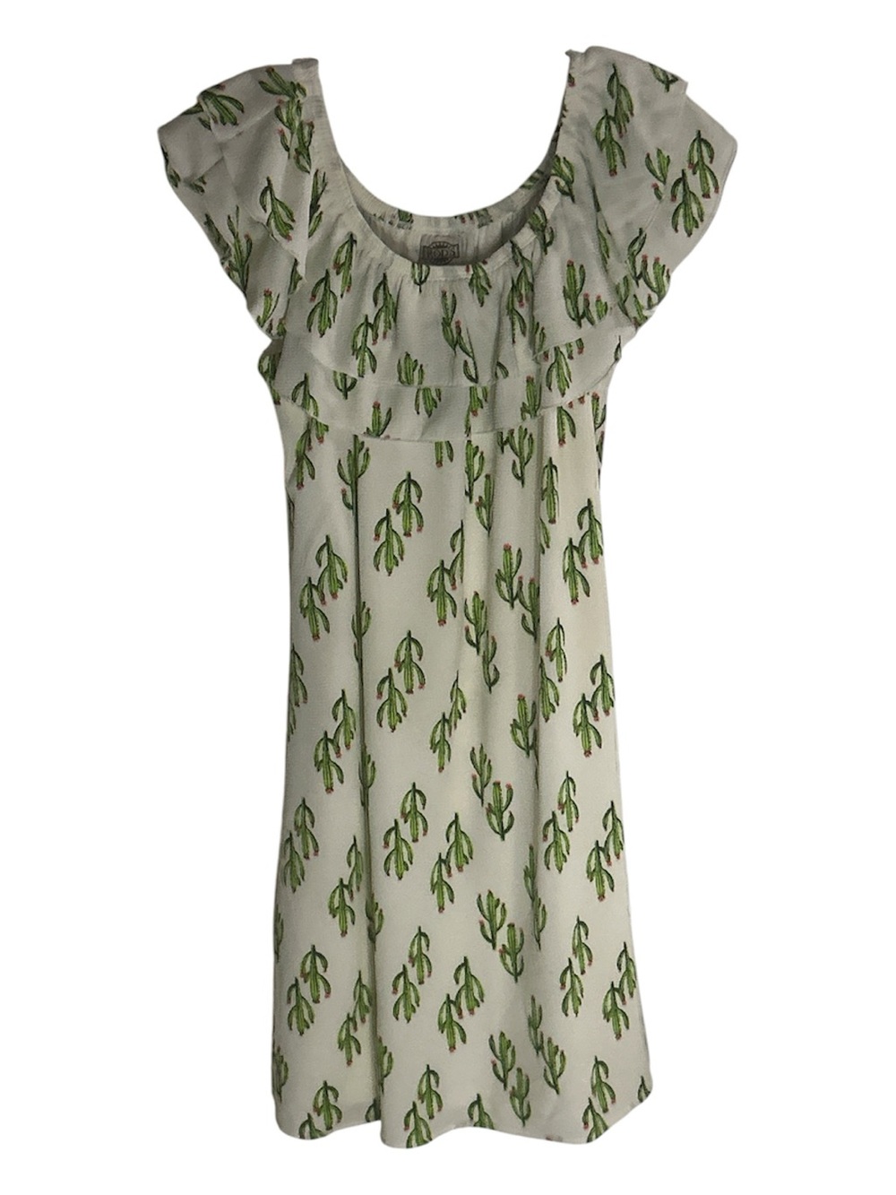 90’s Rods Vntg. Cream Midi Women’s Dress With Green Cactus Print Sz XL
